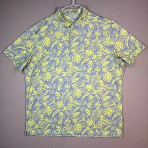 Mizzen+Main Mens Classic Fit Golf Stretch Polo Shirt Tropical Gray Yellow Size L